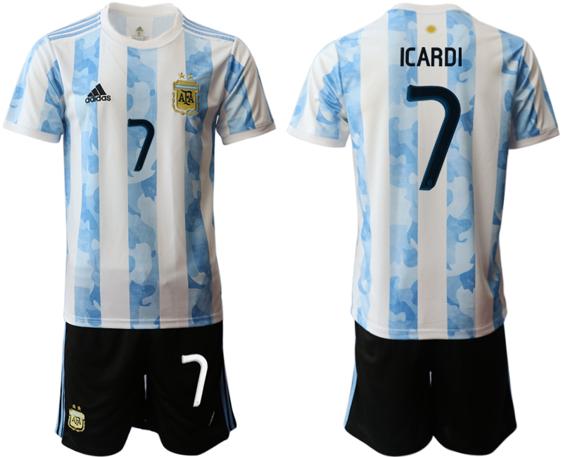 Men 2020-2021 Season National team Argentina home white #7 Soccer Jersey